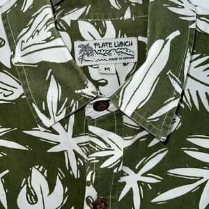 Plate Lunch Hawaiian Shirt Vintage Button Up Classic Tropical‎ Green Medium
